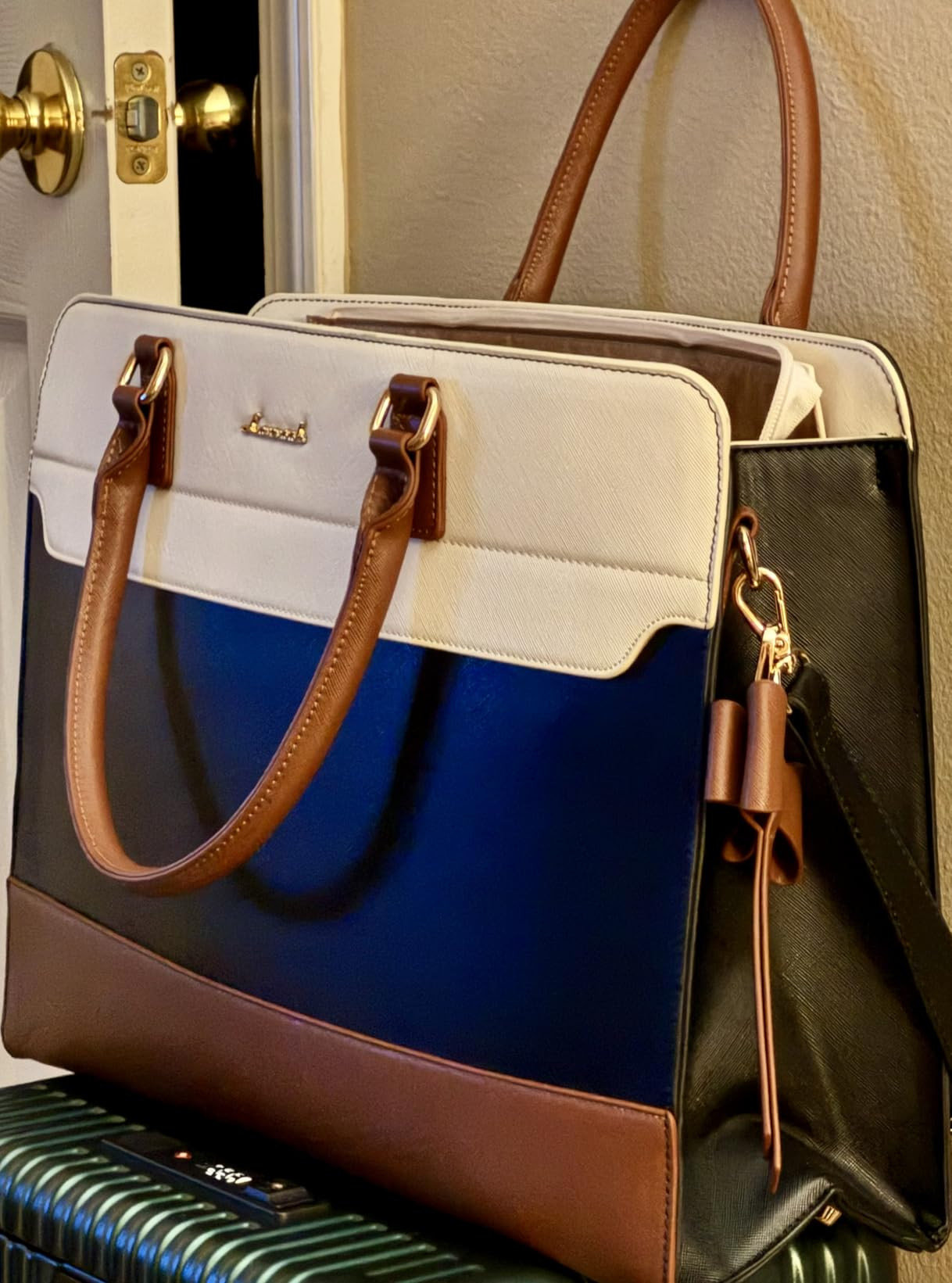 LOVEVOOK Laptop Tote Bag for Women,Leather Work Bag, Waterproof Business Teacher Bag,Large Comput... | Amazon (US)