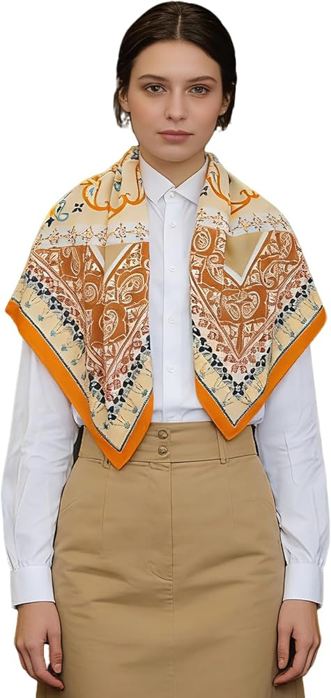 35" Head Scarf Large Square Scarf Like Cotton Hairscarf Fashion Scarves Bandana Night Sleeping Wr... | Amazon (US)