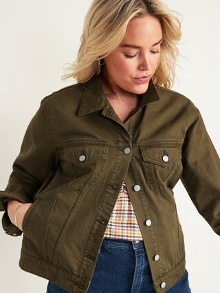 Olive Green Non-Stretch Jean Jacket for Women | Old Navy (US)