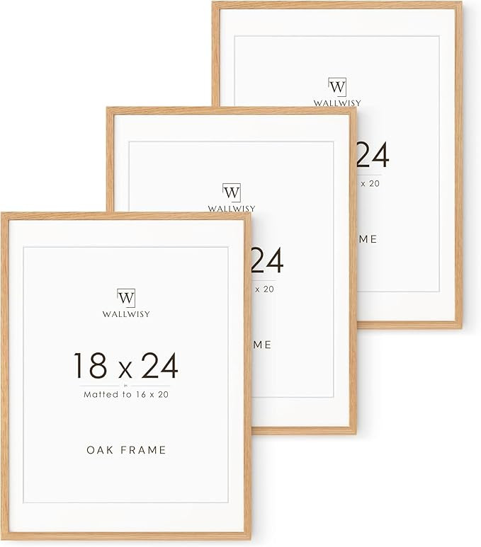 18x24 Poster Frame, 18 x 24 Solid Oak Picture Frames Matted to 16x20, 24x18 Natural Wooden Frame ... | Amazon (US)