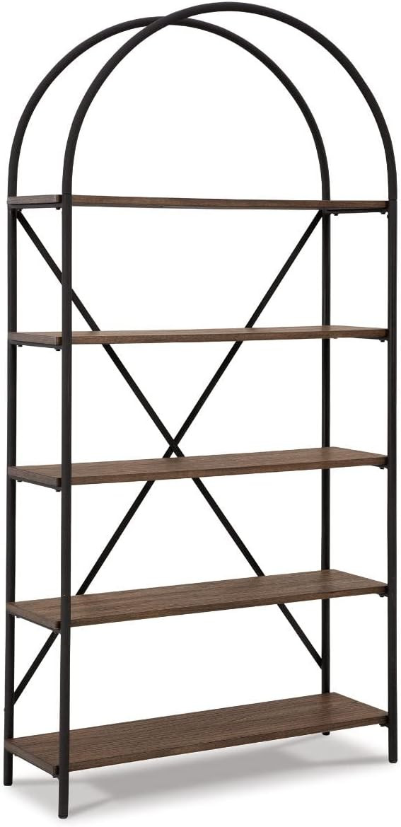 Signature Design by Ashley Galtbury Mixed Media Modern 5 Shelf Bookcase, Brown & Black | Amazon (US)