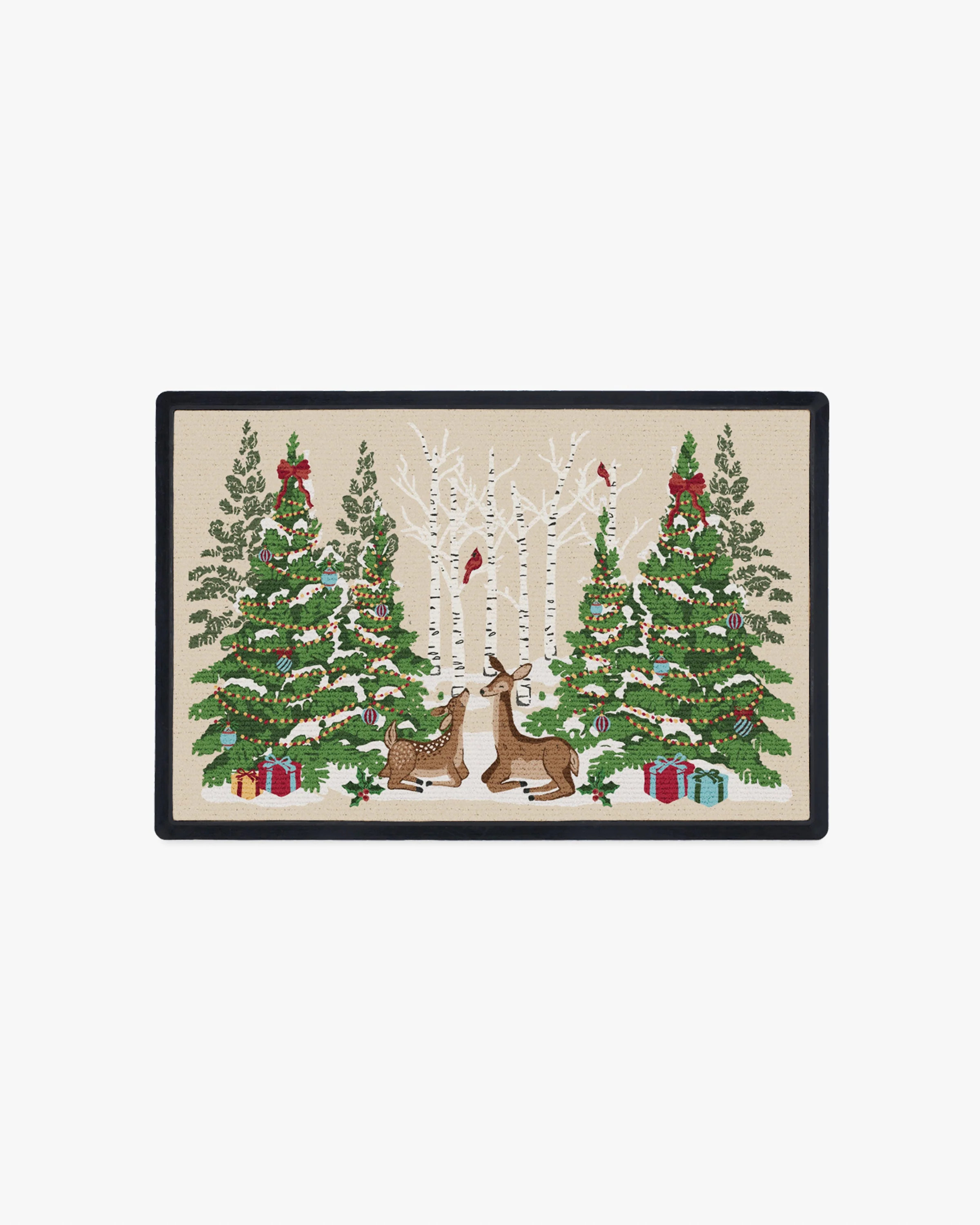 Woodland Holiday Cream Doormat | Ruggable