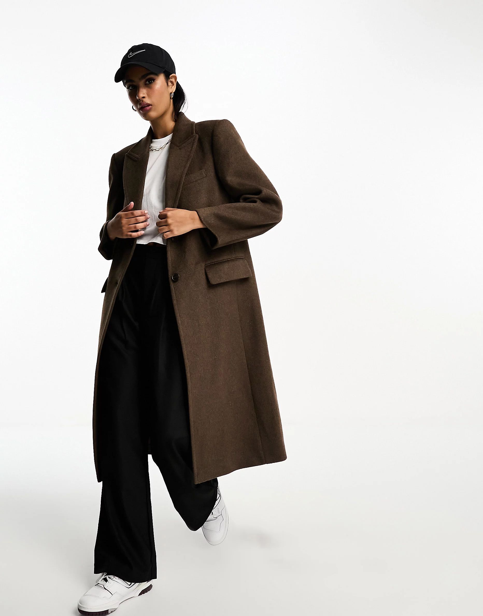 Stradivarius structured tailored coat in brown | ASOS (Global)