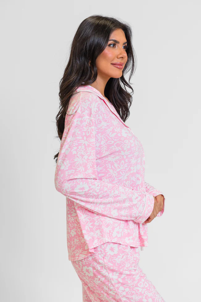 Good To Get Away In Kathy Floral Button Up Pajama Top | Pink Lily