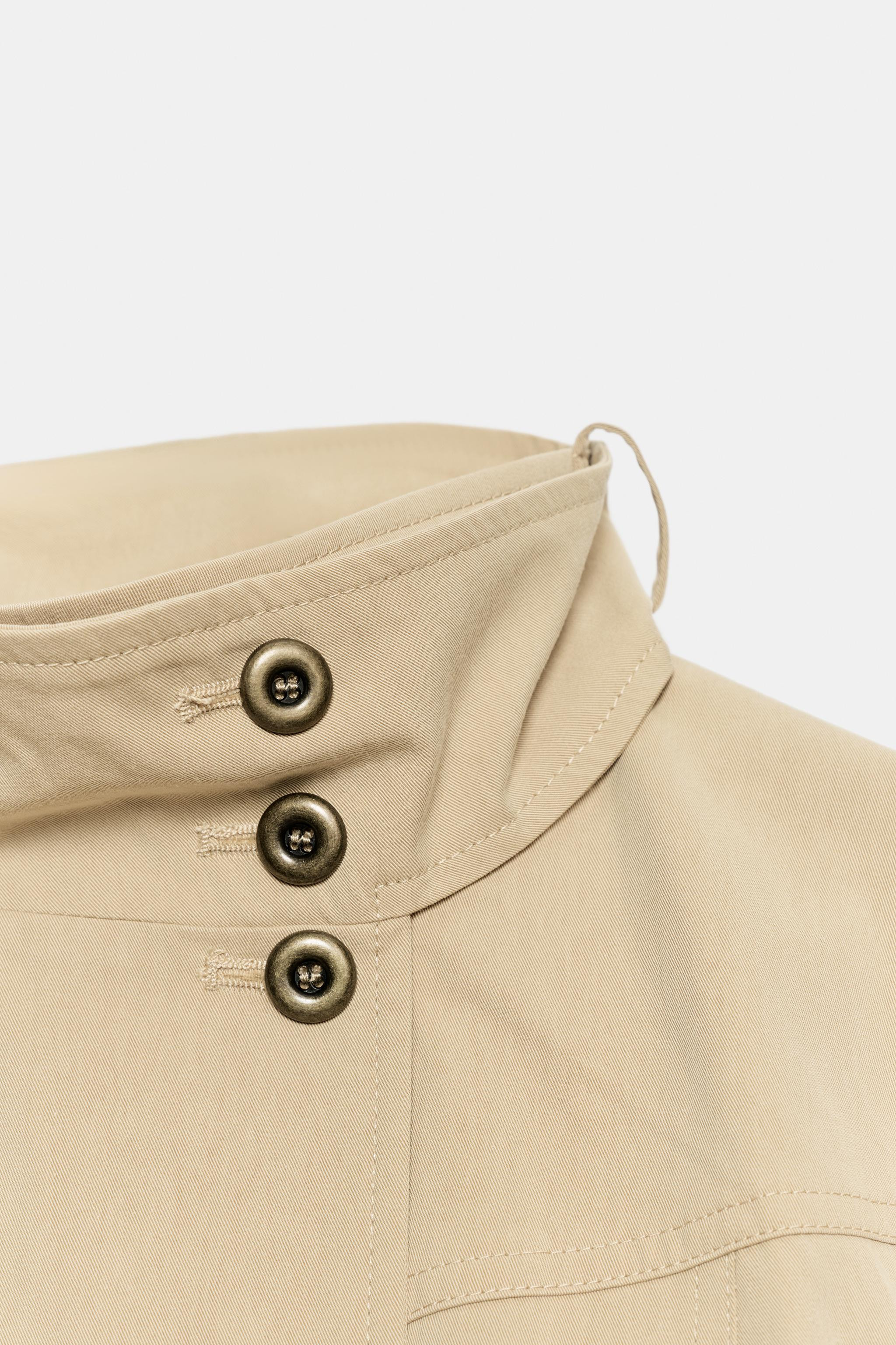 Model height: 181 cmHigh-neck long sleeve jacket. Featuring front patch pockets with flaps, a ton... | Zara UK