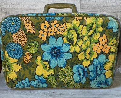 Vintage Bantam 1970's Hippie Flower Power Daisy 70s Travelware Canvas Suitcase | eBay US