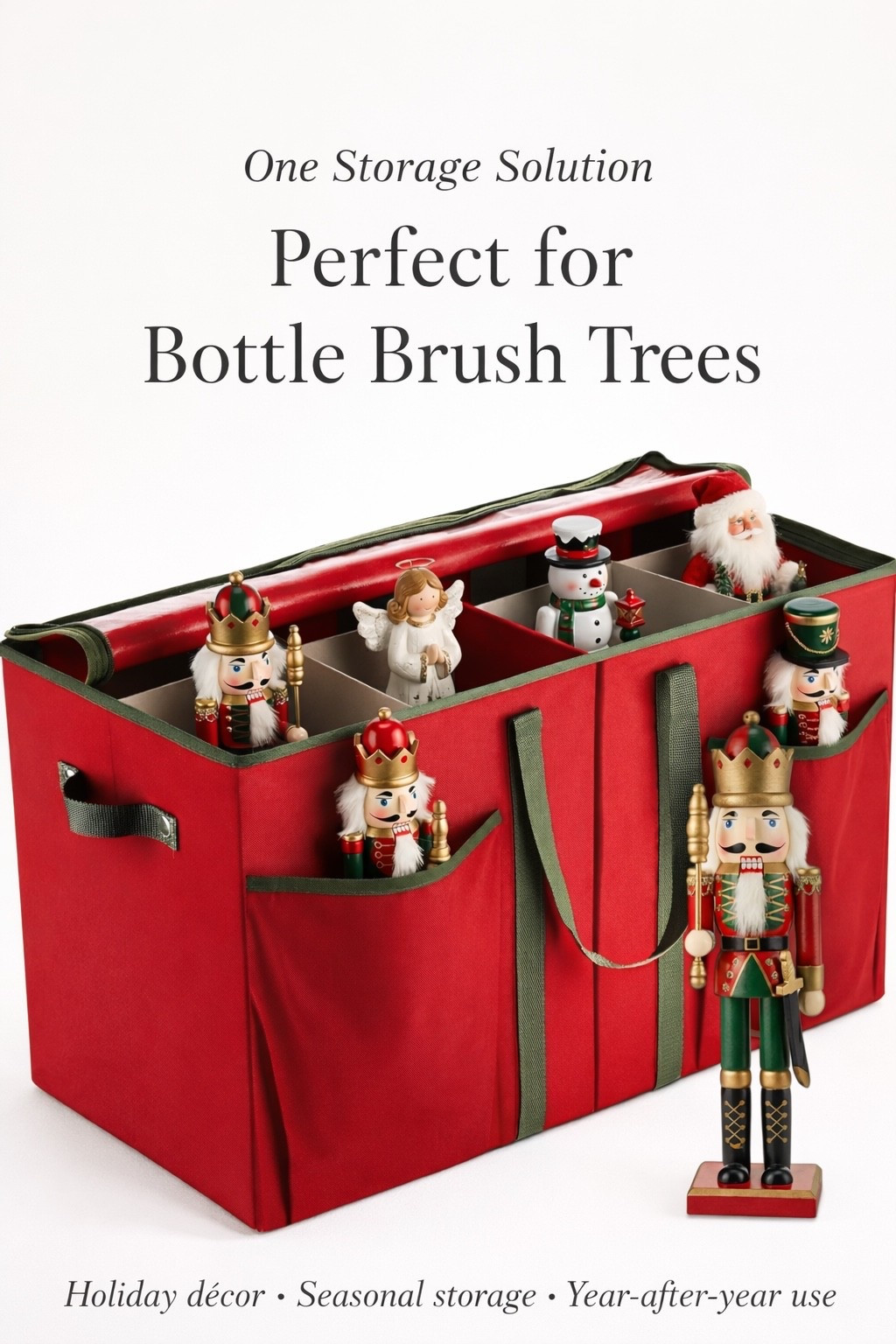 This Christmas storage tote is great for nutcrackers, but I love it for bottle brush trees! 

#LTKHoliday #LTKSeasonal #LTKHome