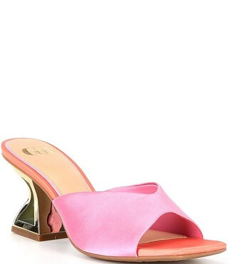 Vibe-Check Satin Colorblock Sculpted Heel Sandals | Dillard's