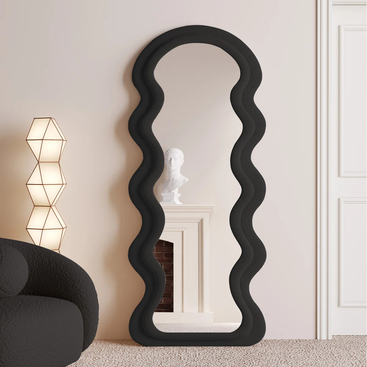Full Length Mirror 63"x24", Irregular Wavy Mirror, Arched Floor Mirror, Wall Mirror Standing Hang... | Wayfair UK
