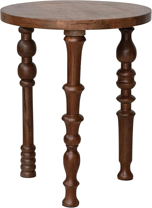 Creative Co-Op Mango Wood Side Table with Turned Legs, Walnut Finish | Amazon (US)