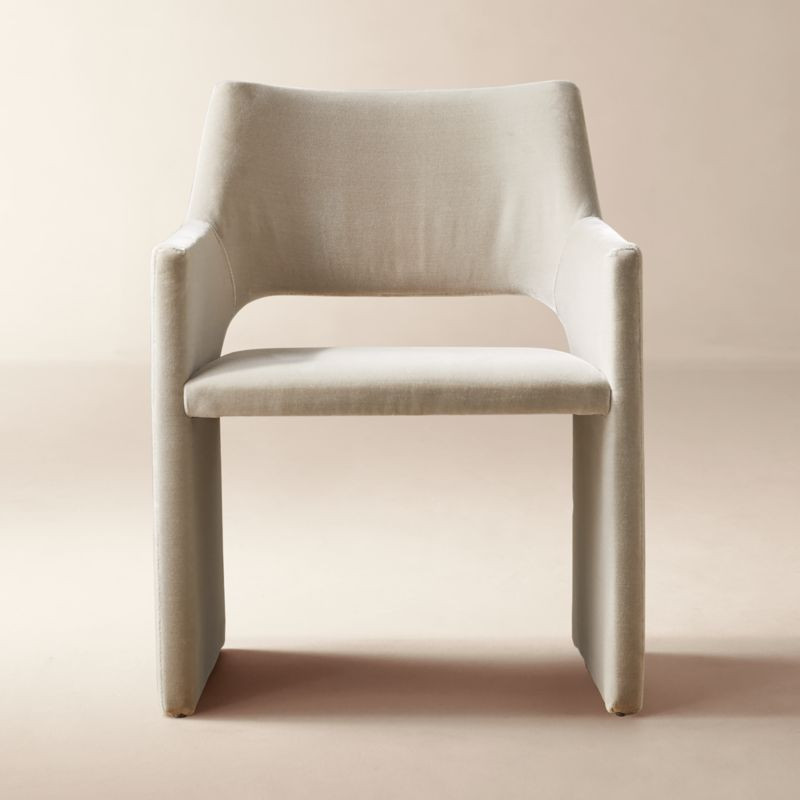 Foley Grey Faux Mohair Dining Armchair | CB2