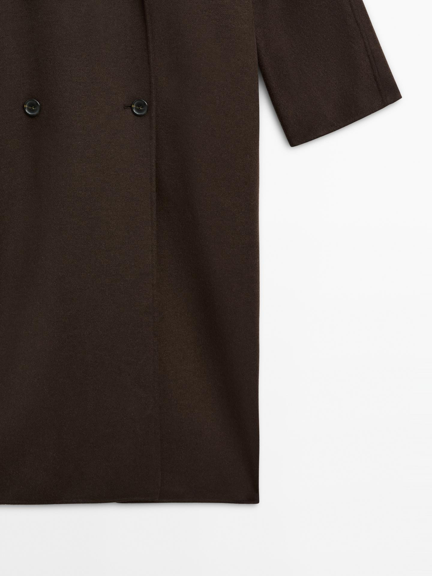 Long double-breasted wool blend coat | Massimo Dutti US