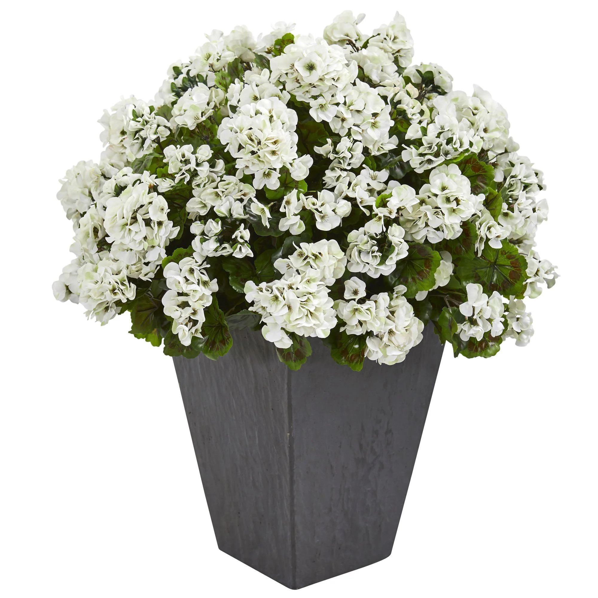 Geranium Artificial Plant in Slate Planter UV Resistant (Indoor/Outdoor) 6499 Nearly Natural | Nearly Natural
