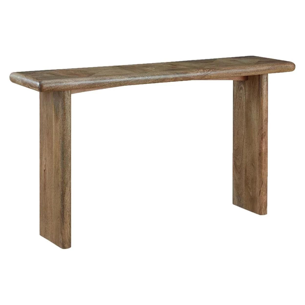 54 Inch Sofa Console Table, Rustic Brown Mango Wood, Straight Side Panels- Saltoro Sherpi | Walmart (US)