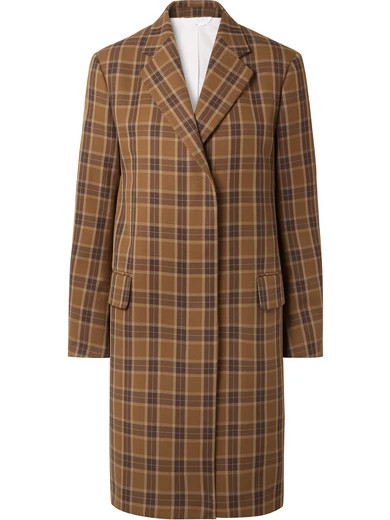 CALVIN KLEIN 205W39NYC - Oversized Checked Twill Coat - Brown | NET-A-PORTER (UK & EU)