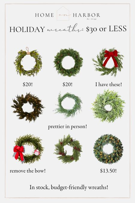 Holiday wreaths for $30 or less! 

#LTKHoliday #LTKunder50 #LTKhome