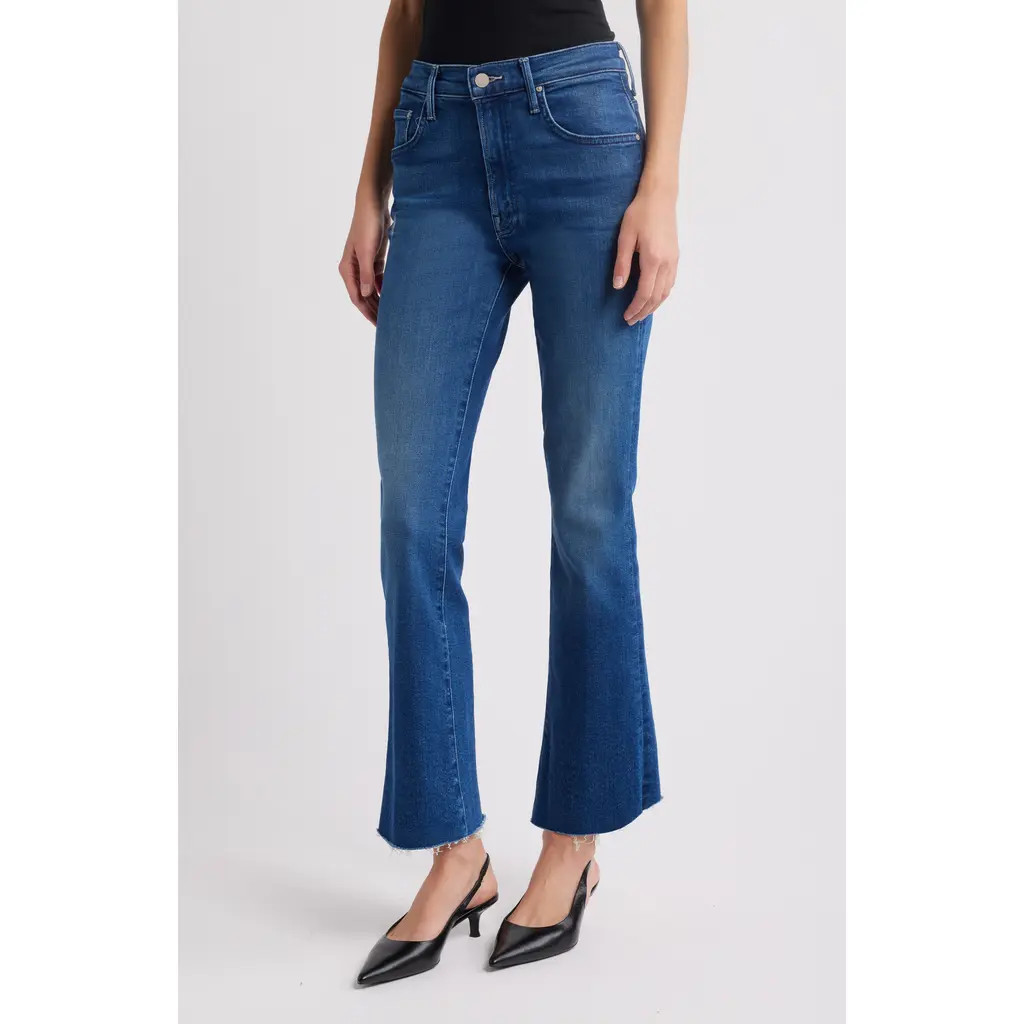 MOTHER The Insider High Waist Fray Hem Crop Bootcut Jeans in Whatever You Want at Nordstrom, Size 25 | Nordstrom