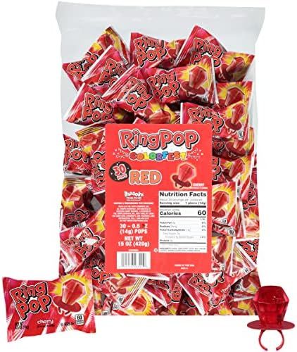 Ring Pop Individually Wrapped Red Cherry 30 Count Bulk Lollipop Summer Pack – Cherry Flavored L... | Amazon (US)