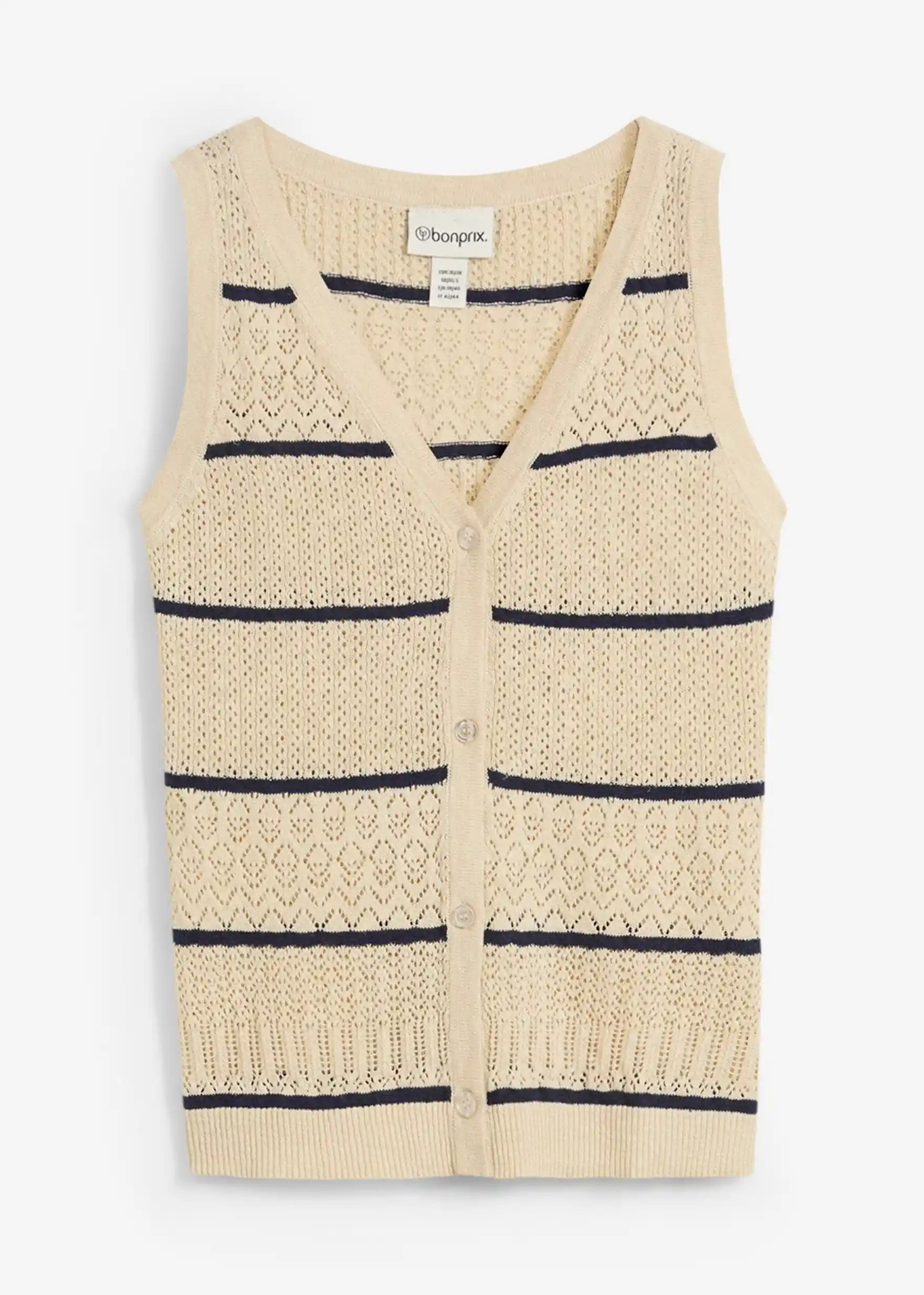 Ajour-Strickweste mit Leinenanteil | Bonprix DE