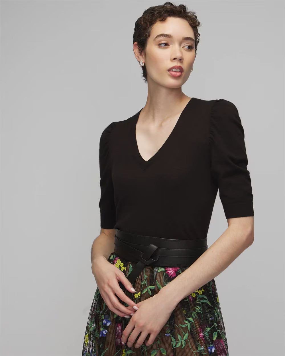 Cashmere Blend Puff Sleeve Sweater | White House Black Market