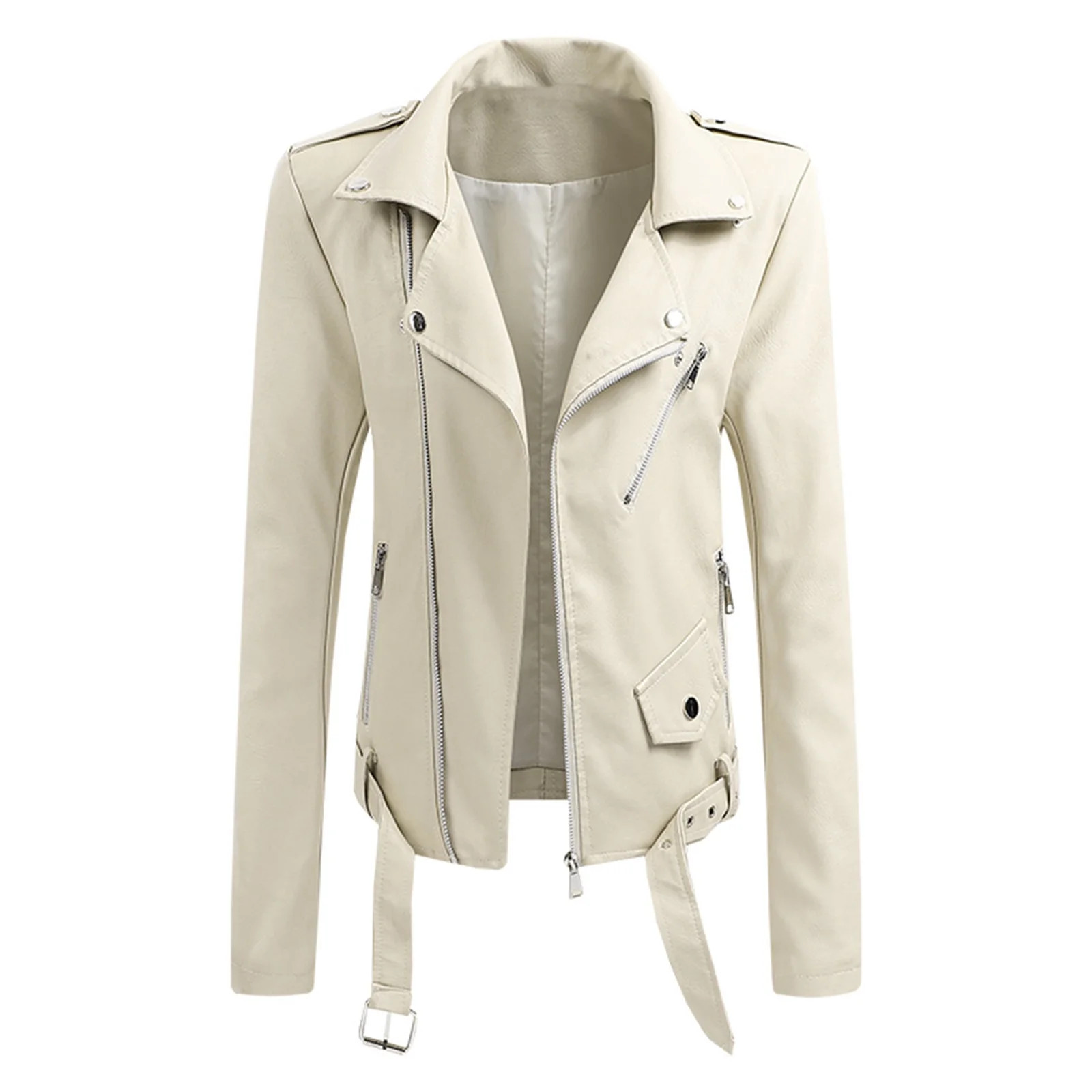 Outerwear Clearance Yay Women'S Lapel Collar Button Motorcycle Jacket Leather Short Jacket Coat W... | Walmart (US)