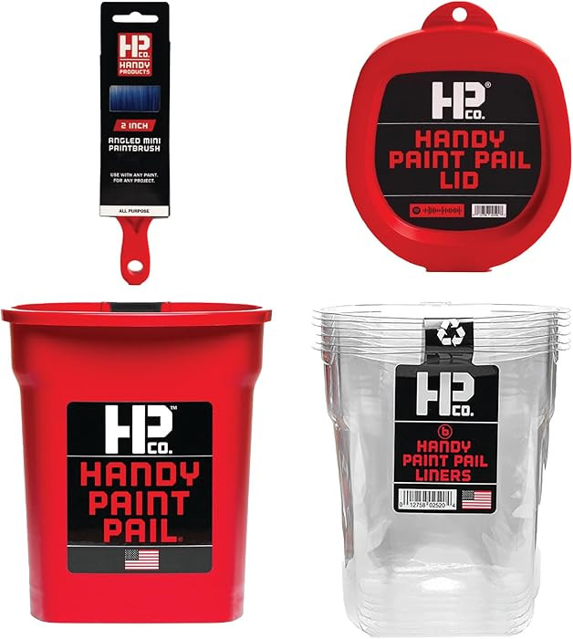 Handy Paint Pail Kit- Includes Handy Paint Pail, 6 Disposable Liners, Snap-On Lid & 2" Angled Min... | Amazon (US)