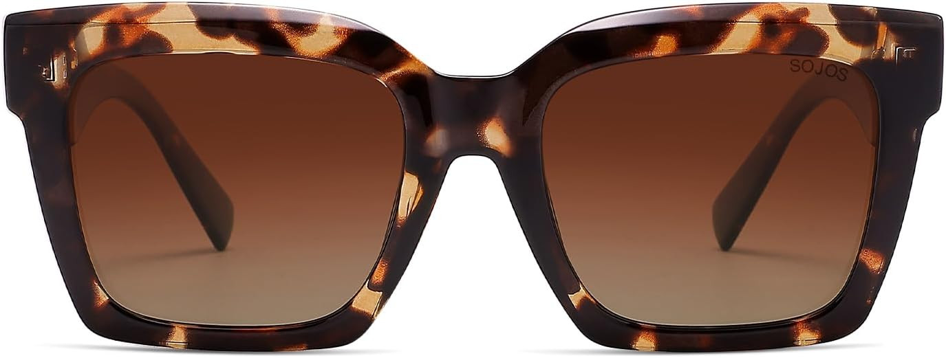 SOJOS Trendy Square Polarized Sunglasses Women Men Retro Style SJ2306,Large | Amazon (US)
