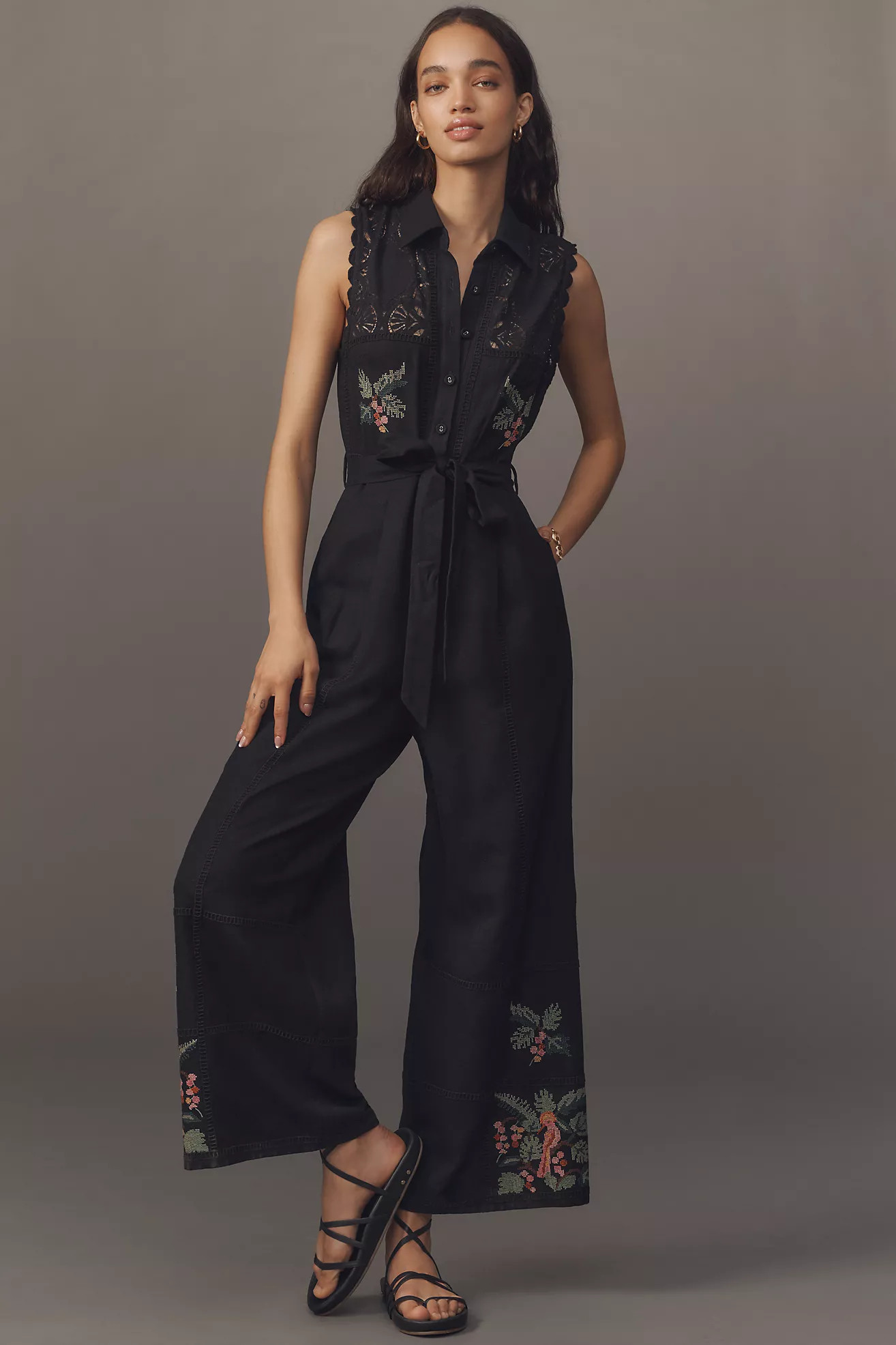 Ranna Gill Belted Crochet Jumpsuit | Anthropologie (US)