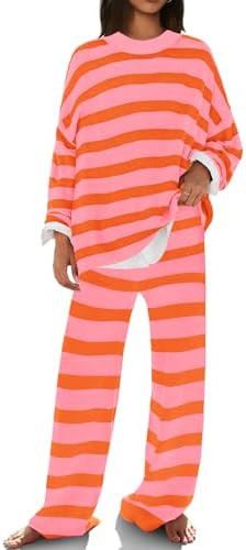 SENSERISE Womens Striped Set Sweater Lounge Sets Matching Fall Outfits Long Sleeve Tops and Pants... | Amazon (US)