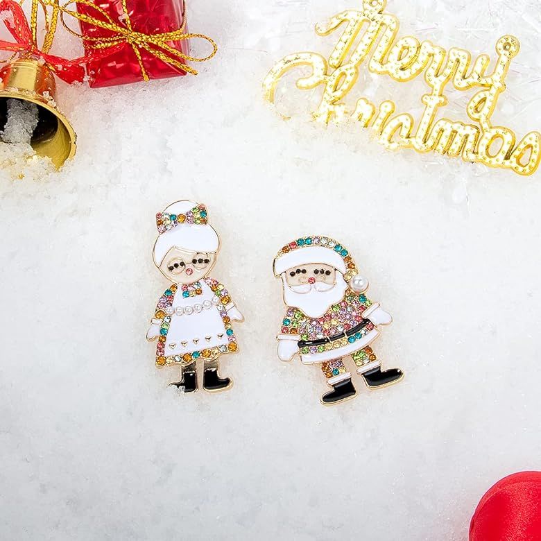Amazon.com: Cute Mrs and Mr Santa Claus Christmas Earrings for Women Holiday Jewelry Gift: Clothi... | Amazon (US)