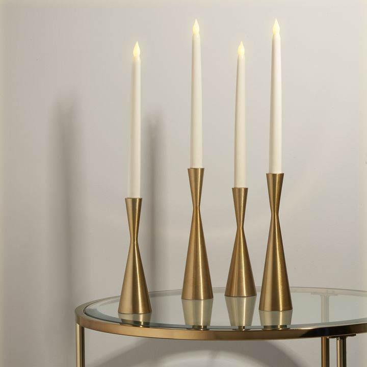 Classic Ivory 10" Wax Flameless Taper Candles, Set of 4 | Lights.com