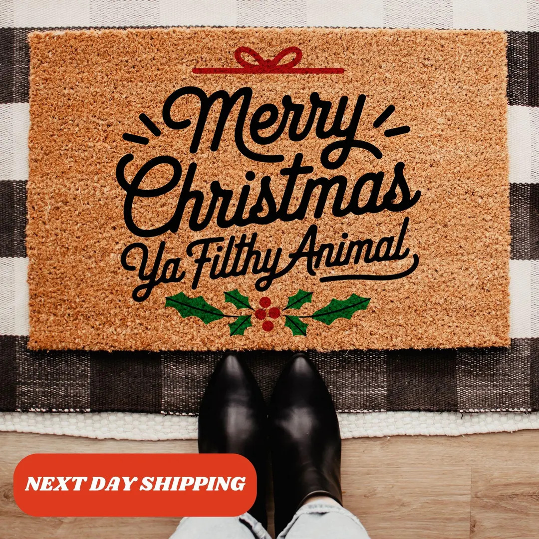 Filthy Animal Doormat, Christmas Doormat, Funny Doormat, Merry Christmas Doormat, Welcome Mat, Ou... | Etsy (US)