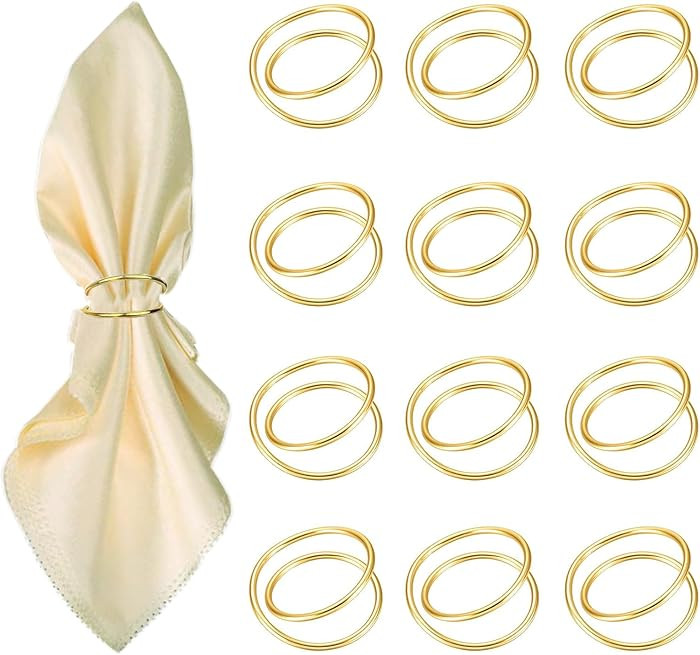 Gold Napkin Rings-12 PCS Metal Spiral Napkin Rings(Spiral) Napkin Holders Buckles for Family Dinn... | Amazon (US)