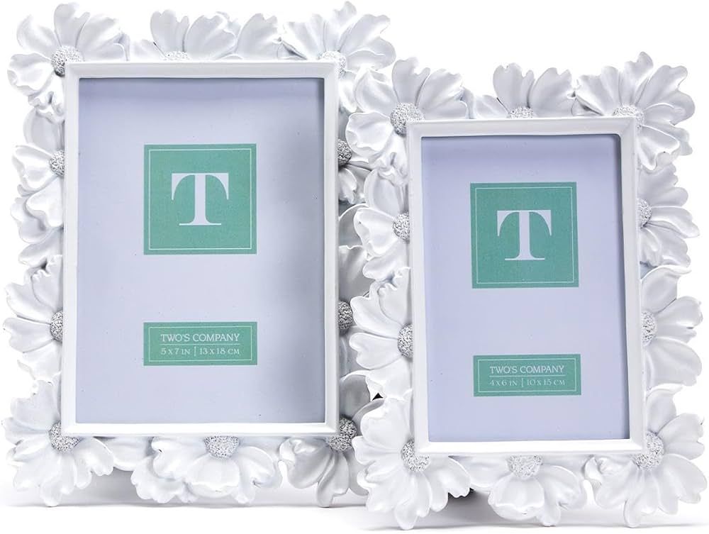 Two's Company White Daisy Set of 2 Photo Frames Includes 4x6 and 5x7 | Amazon (US)