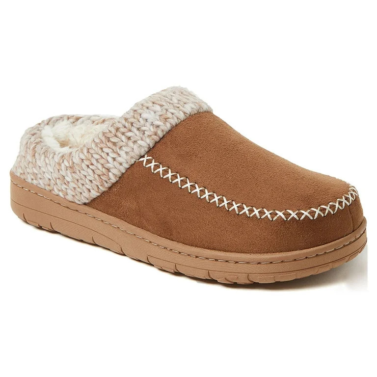 Dearfoams Cozy Comfort Women's Moc Toe Clog Slippers with Chunky Knit Collar | Walmart (US)