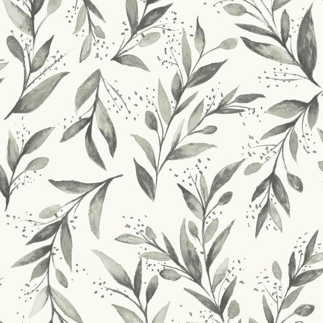Olive Branch Wallpaper in Charcoal from Magnolia Home Vol. 2 by Joanna Gaines | Burke Decor