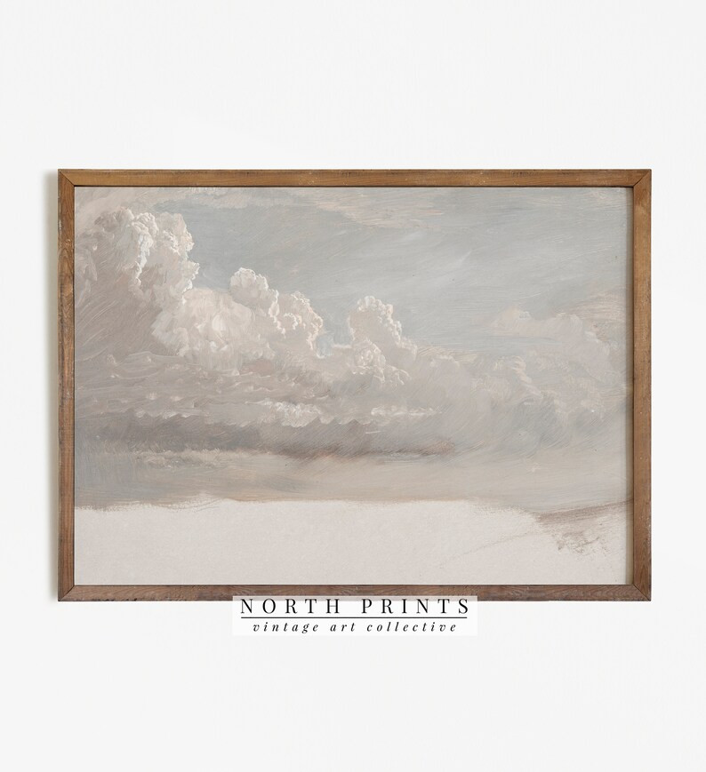 Vintage Cloud Painting Muted Antique Print French Nursery Printable Wall Art Decor 162 - Etsy | Etsy (US)
