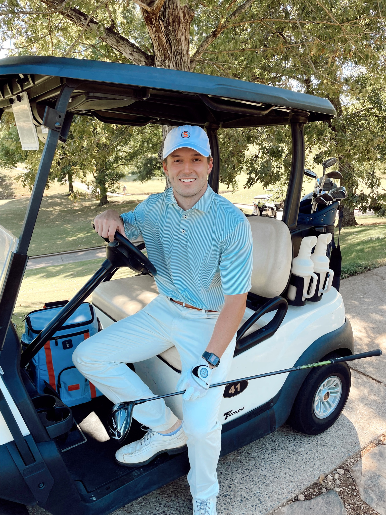 Stitch Golf gear biggest fans! Sam is wearing a medium in his polo for sizing references. I love the hat too because I can wear it as well! Use code: hannahclement20 for 20% off!

#LTKmens #LTKtravel #LTKSeasonal