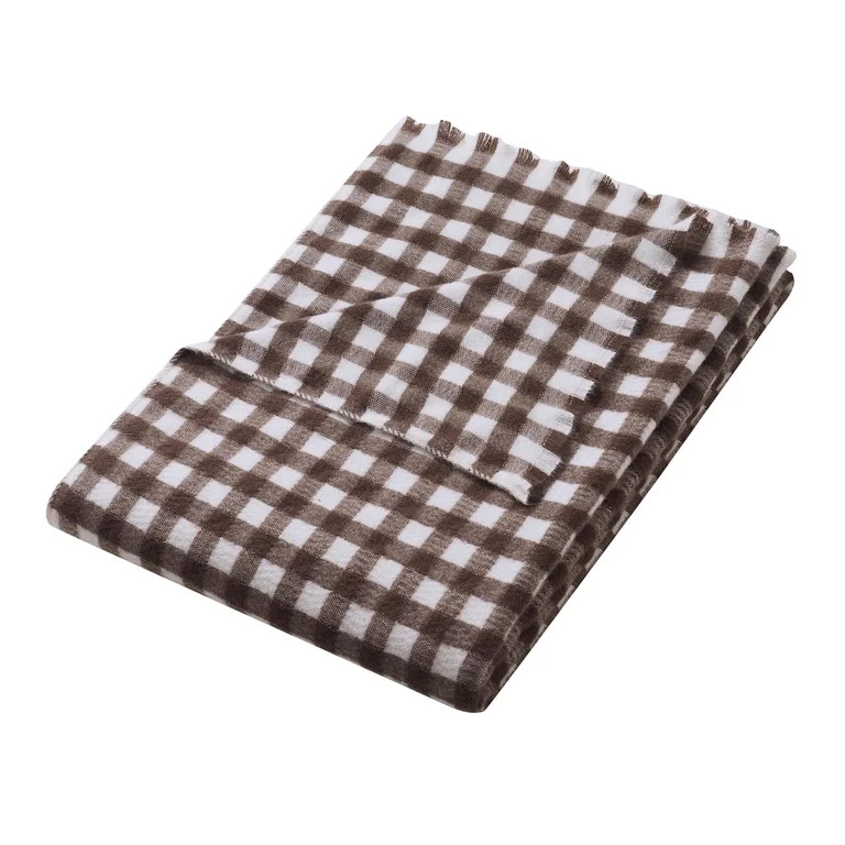 My Texas House Brown Woven Gingham Fringe Throw, 60" x 80" | Walmart (US)