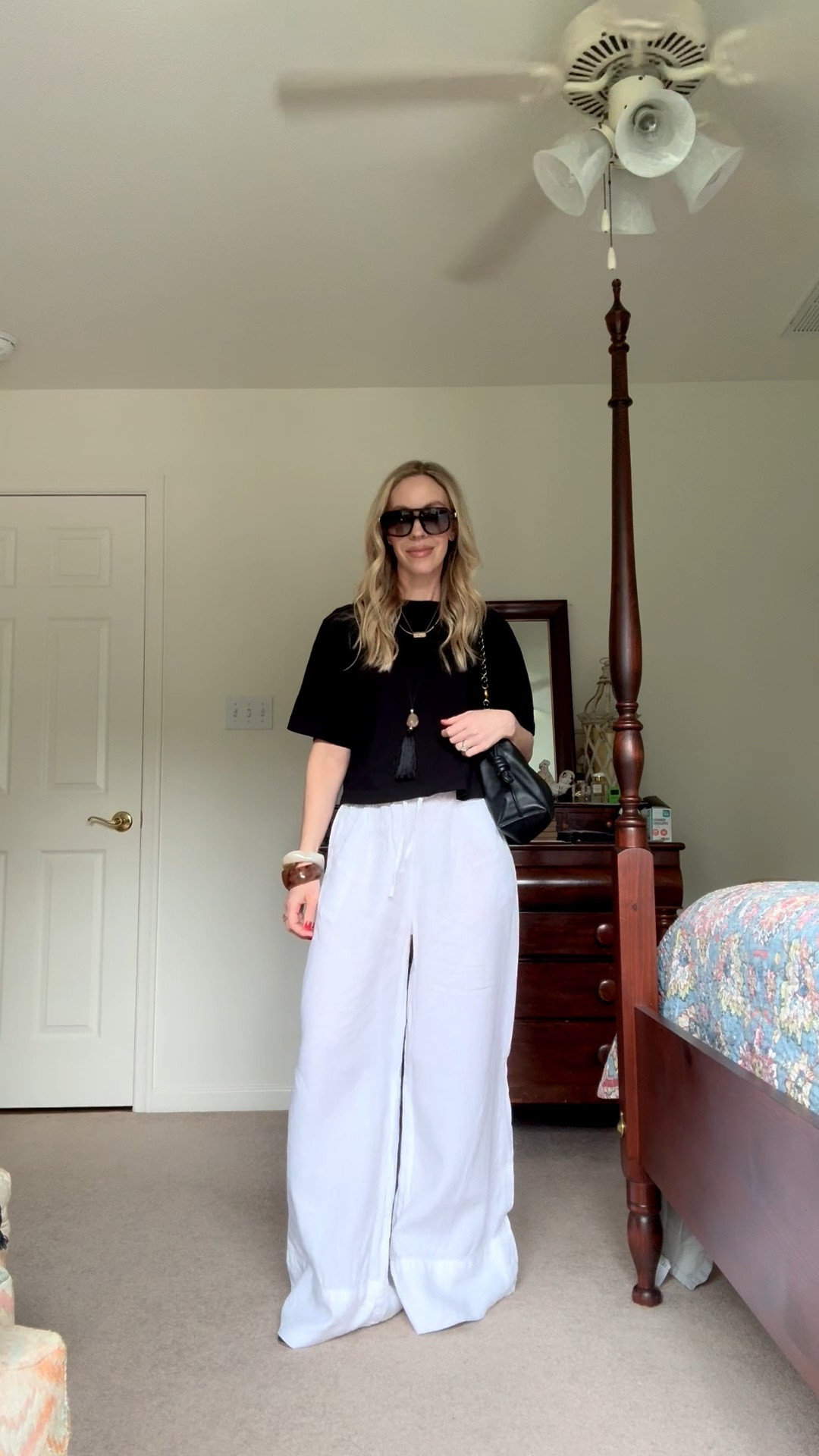 Black and white summer outfit with cropped tee, @Madewell pendant necklace, @Zara white linen pants, jelly shoes

#LTKSeasonal #LTKSaleAlert #LTKTravel