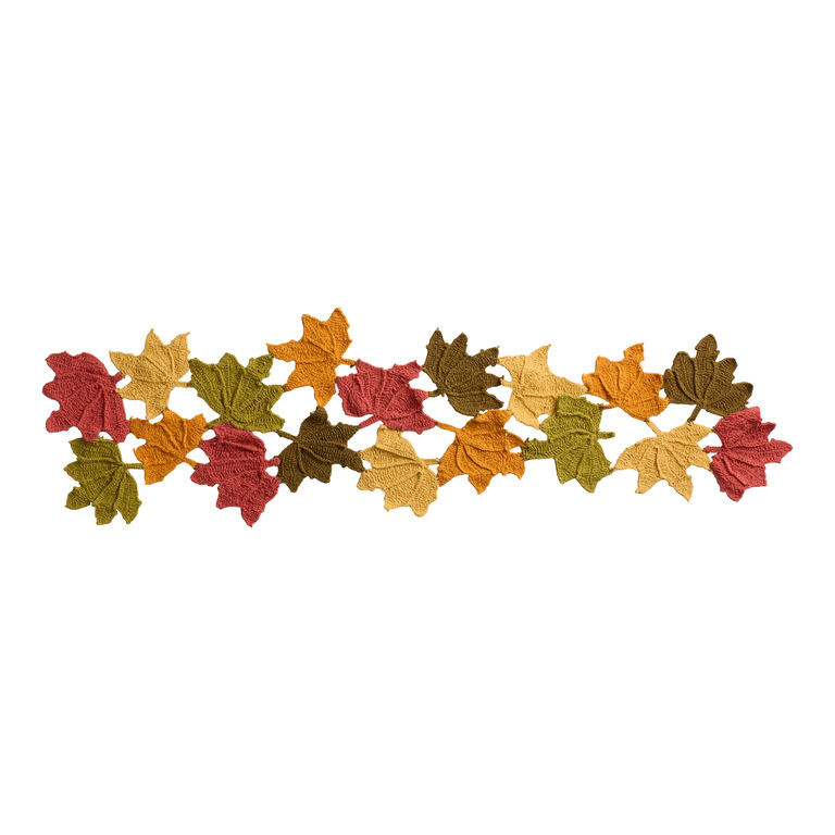 Orange and Yellow Crocheted Leaves Table Runner | World Market