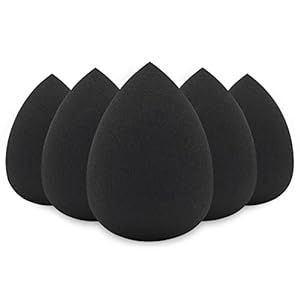 BEAKEY Makeup Sponge Set, 5 Pcs Black Foundation Blending Beauty Sponge, Flawless for Liquid, Cre... | Amazon (US)