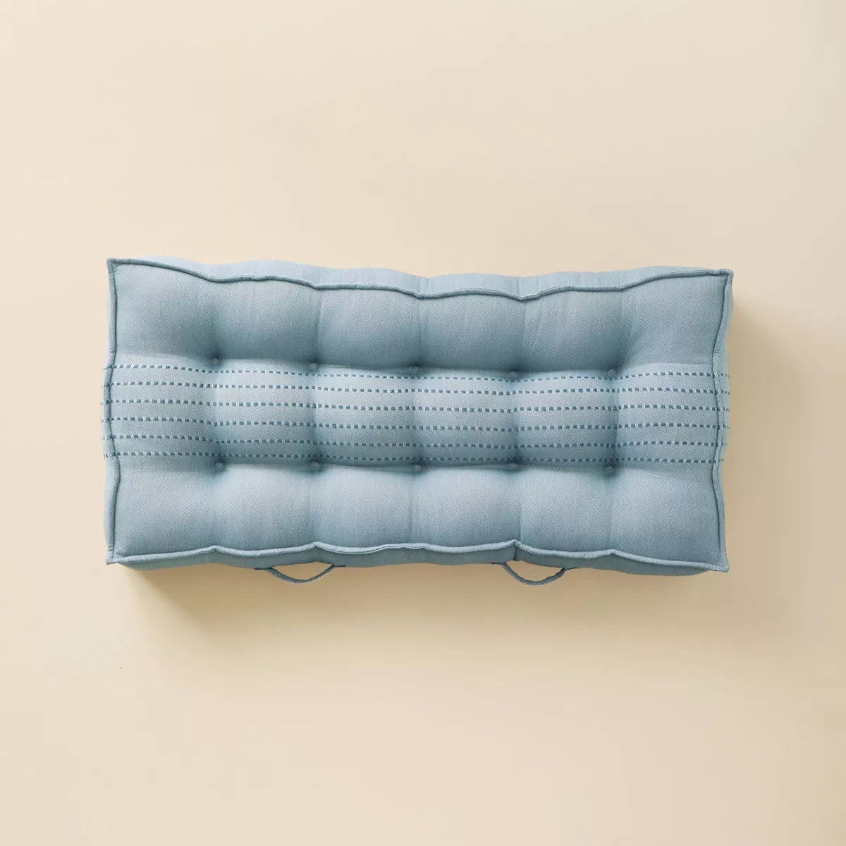 52"x24"x6" Rib Stripe Woven Chambray French-Style Indoor/Outdoor Floor Cushion Blue - Hearth & Ha... | Target