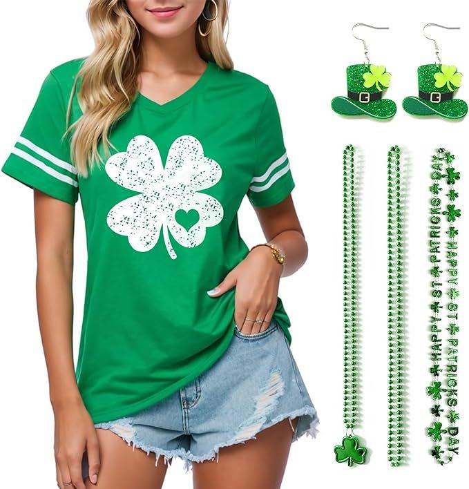 St Patricks Day Shirt Women Green Sweatshirt,Lucky Irish Shamrock Green T-Shirts,St Patricks Day ... | Amazon (US)