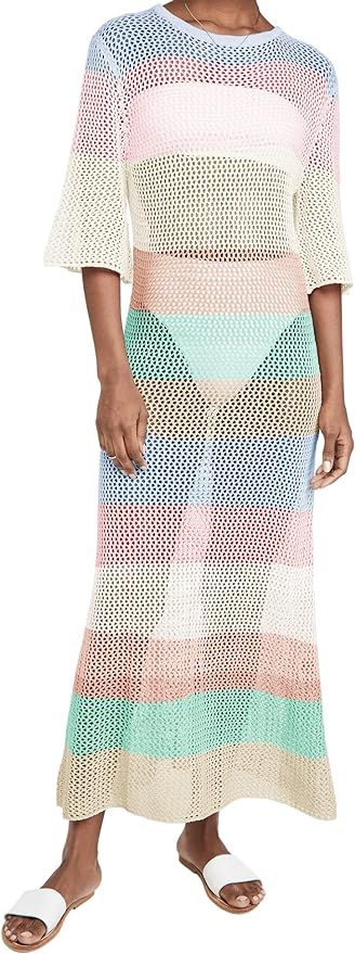 Women's Crochet Cover Ups for Bikini Swimsuit Half Sleeve Bathing Suit Rainbow Swimwear Long Beac... | Amazon (US)