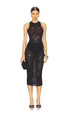 fleur du mal Le Stretch Lace Racer Tank Dress in Black from Revolve.com | Revolve Clothing (Global)