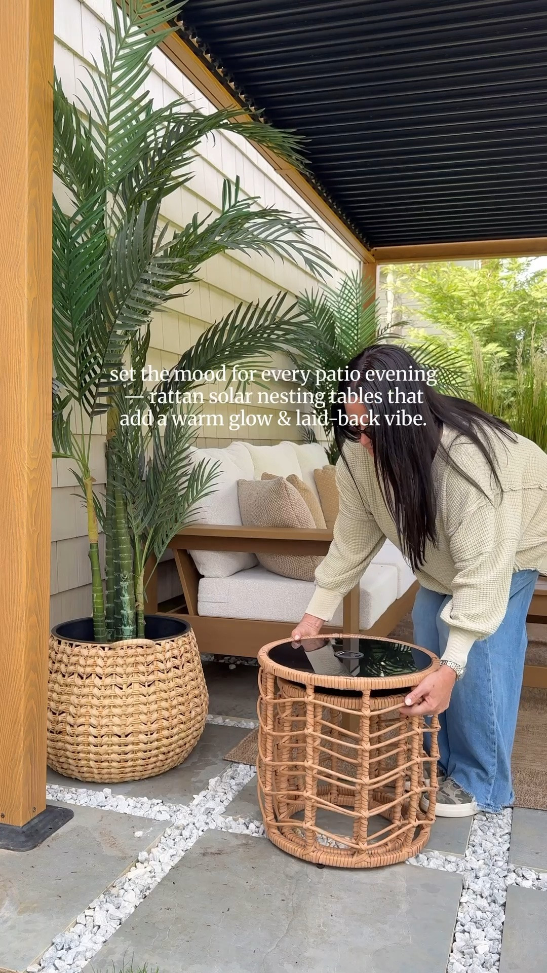 Golden hour just got an upgrade ✨
These rattan nesting, solar tables from Amazon turn your backyard into a cozy, glowing escape — no cords, no hassle. Perfect for layering light and setting the vibe for every evening. 

entertaining | outdoor living | backyard | lighting | pergola | seating | area rug

#LTKSeasonal #LTKHome #LTKSaleAlert