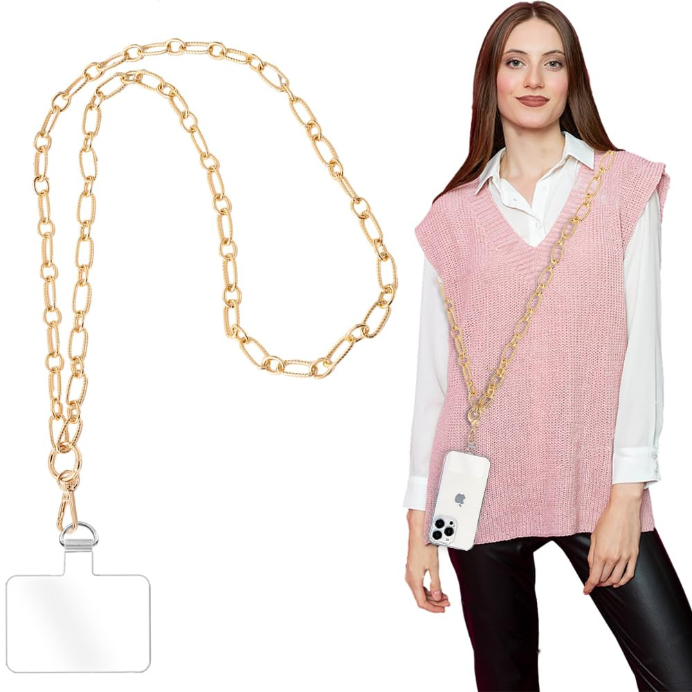 Crossbody Lanyard Strap, Durable Metal Cell Phone Chain With Tether Tab, Detachable Universal Lan... | Amazon (US)