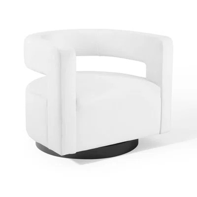 Kurz Cutaway Swivel 22" Barrel Chair Everly Quinn Upholstery Color: White | Wayfair North America