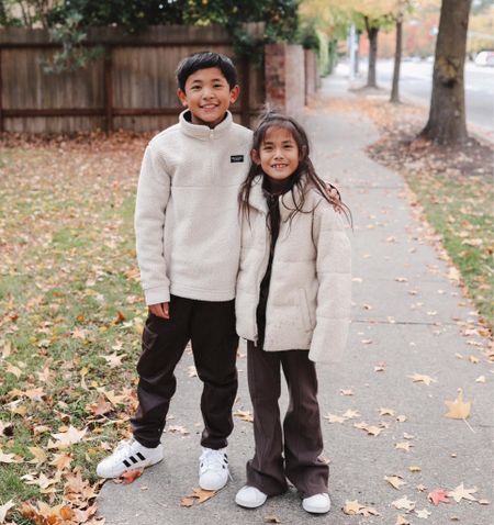 Casual kids outfit neutral warm and cozy for winter and fall, white sneakers, sherpa coat 

#LTKfamily #LTKkids #LTKshoecrush